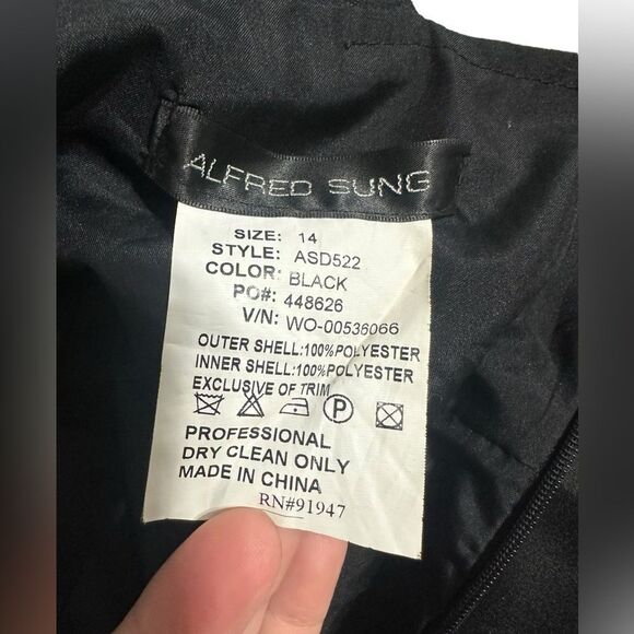 🔥 Alfred Sung Bow Back Sheath Cocktail Dress Size 14 - Picture 11 of 16